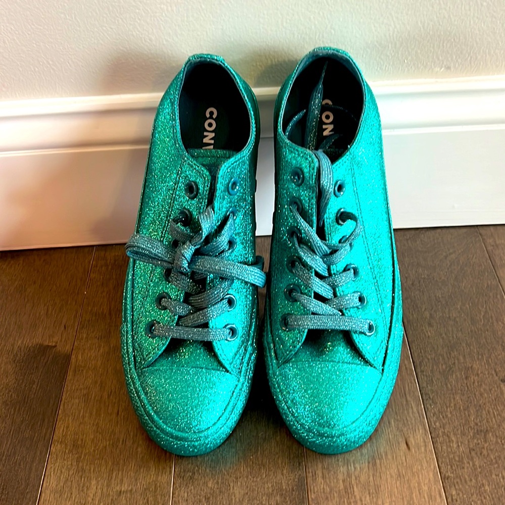 Converse Teal Glitter sneakers. Size 7